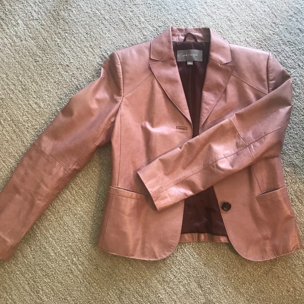 Ann Taylor genuine leather jacket - antique pink 4